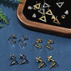 16 шт. 2 цвета 201 нержавеющая сталь фурнитура для сережек-гвоздиков с отверстием EJEW-FS0001-17