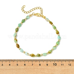 Tropfenförmige Armbänder aus natürlichem Chalcedon und Messingperlen für Damen&nbsp;BJEW-JB13960-01