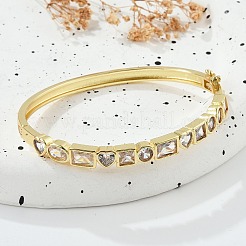 Женские браслеты на шарнирах из латуни с микропаве и прозрачным фианитом BJEW-K274-10G