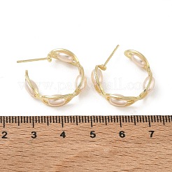 Boucles d'oreilles puces en laiton avec perles en plastique&nbsp;KK-CBAD851-36G