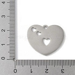 304ステンレススチール製フィリグリーペンダント  ハート  ∥で∥  言葉  チャーム  ステンレス鋼色  21x24x1.5mm  穴：2mm&nbsp;STAS-E501-07P