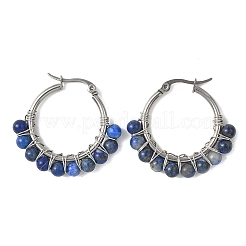 Круглые серьги-кольца из смешанных камней EJEW-JE06695