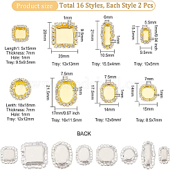 32 pièce 16 styles de montures de cabochons en laiton&nbsp;KK-BC0008-28