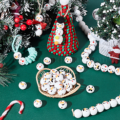 Рождественские печатные деревянные европейские бусы WOOD-PH0003-23