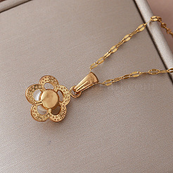Collares vintage de acero inoxidable 304 con colgante de flor de vidrio y perla de imitación para mujer.&nbsp;BV5494