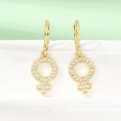 Boucles d'oreilles pendantes à fermoir levier en laiton serties de micro-pavés de zirconiums cubiques&nbsp;KK-CBA04DC-03G