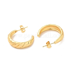 女性用ラックメッキ真鍮クロワッサンスタッドピアス  鉛フリー＆カドミウムフリー  18KGP本金メッキ  27mm  ピン：0.8mm&nbsp;EJEW-F308-11G