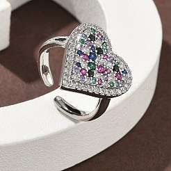 Bagues manchette en laiton avec micro pavé de zircons cubiques pour femmes&nbsp;RJEW-A069-12P-04