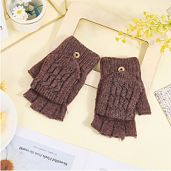 Зимние вязаные перчатки-трансформеры из шерсти альпаки и спандекса AJEW-WH20042-30A