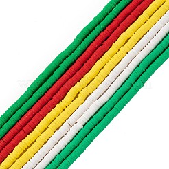 10連売り手作りポリマークレイビーズ連売り  ジュエリー工芸用品のDIY用  ヒシビーズ  ディスク/フラットラウンド  ミックスカラー  6x0.5~1mm  穴：1.8mm  約320~447個/連  15.75''~16.14''(40~41cm)/本  5色  1連売り/セット&nbsp;CLAY-LS0001-09