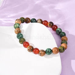 Bracelets extensibles en perles de jaspe naturel&nbsp;BJEW-P398-01D