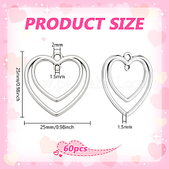 60 шт. тибетский стиль сплав 2-петлевые сердечки соединительные подвески&nbsp;FIND-FG0005-02