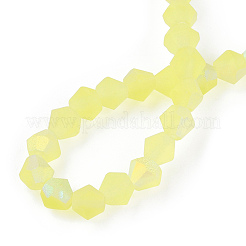 Imitez des brins de perles en verre givré bicône en cristal autrichien&nbsp;EGLA-A039-T4mm-MB21