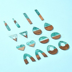 16 pièces 8 styles pendentifs en résine transparente et bois de noyer&nbsp;RESI-FS0001-76