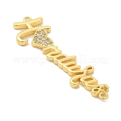 Messing klare Zirkonia Wort Honduras Verbindungsstück Charms&nbsp;KK-K293-40G-01