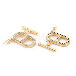 Fermagli a ginocchiera in ottone con micro pavé di zirconia cubica trasparente&nbsp;KK-S354-291-NF