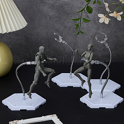 Собранные шестигранные пластиковые стенды для демонстрации фигурок с регулируемым опорным рычагом из сплава ODIS-WH0080-11A