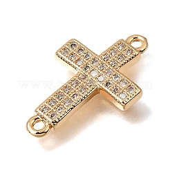 Ciondoli con connettori a croce religiosa in ottone con micro pavé di zirconi cubici trasparenti&nbsp;CU-K001-01B-G