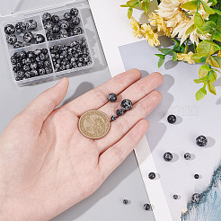 179 шт. 4 размера синтетических бусин обсидиана в виде снежинок G-AR0005-39