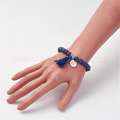 Натуральный лазурит (окрашенный и нагретый) бусины эластичные браслеты&nbsp;BJEW-JB02812-01