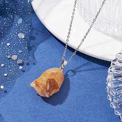 Colliers avec pendentif en forme de pépite de quartz jaune naturel&nbsp;NJEW-JN04507-04