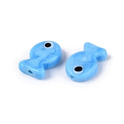 手作りランプワークビーズ  魚  ライトスカイブルー  20~21x13~14x4.5~6mm  穴：1.2~1.8mm&nbsp;LAMP-N039-01E