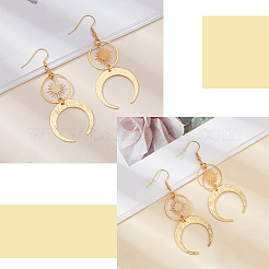 1 пара серег-подвесок в форме солнца и луны из латуни&nbsp;EJEW-AN0001-33