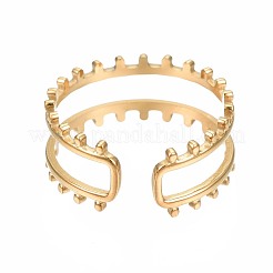 Открытое манжетное кольцо из нержавеющей стали 304 с двойной линией RJEW-T023-20G