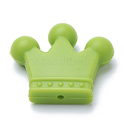 食品グレードの環境に優しいシリコーン焦点ビーズ  クラウン  黄緑  30x35x10mm  穴：2mm&nbsp;SIL-Q013-06