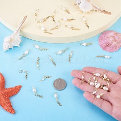 30個 3スタイル 天然養殖淡水真珠と真鍮ペンダント  304ステンレススチール製金具付き  ゴールドカラー  27~29mm  穴：2.9mm  10個/スタイル&nbsp;PALLOY-TAC0315