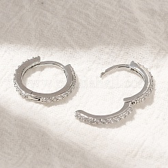 Boucles d'oreilles créoles en laiton plaqué micro pavé de zircons cubiques&nbsp;EJEW-H143-15P-01