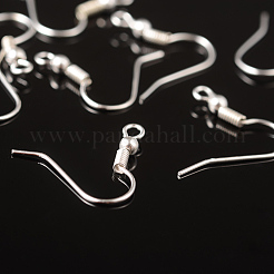 シルバーカラーメッキ真鍮ピアスフック  水平ループ付き  17~19x16~18mm  穴：2mm  ピン：0.8mm&nbsp;X-EC135Y-S