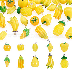 30 colgante de resina opaca con temática de frutas y verduras en 10 estilos&nbsp;AJEW-TA0005-77