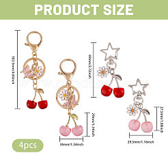 4 шт. 4 стиля подвесных украшений из вишневой смолы и сплава HJEW-CA0001-73