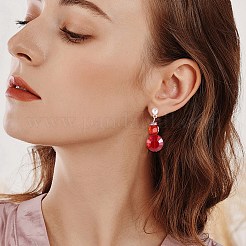 DIYダングルスタッドピアス作成キット  ガラスと模造のオーストリアのクリスタルビーズを含む  真鍮ポストピアスパーツ  ミックスカラー  56個/箱&nbsp;DIY-SZ0008-27