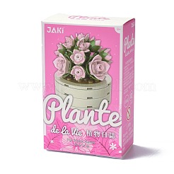 プラスチック多肉植物植物ビルディングブロックDIYおもちゃセット  多肉植物盆栽モデル  ギフトの家の装飾のため  ピンク  80x80x70mm&nbsp;DIY-I077-08