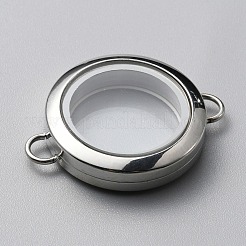 Ciondoli connettore galleggianti in acciaio inossidabile 304 tondi piatti&nbsp;FIND-WH0032-57P-02