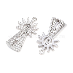 Pendentifs religieux en laiton sertis de micro-pavés de zircone cubique transparente&nbsp;KK-H287-03B-P