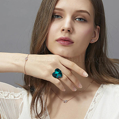 4шт. набор регулируемых колец в форме сердца из стекла 4 цветов RJEW-FI0001-11