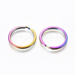 イオンプレーティング（IP）304ステンレススチール製スプリットキーリング  キーホルダー留め金のパーツ  虹色  25mm&nbsp;STAS-G201-10A-M