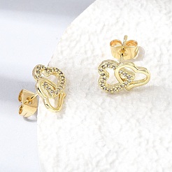 Pendientes de tuerca de circonio cúbico con micro pave de latón&nbsp;KK-CBA5B62-01A-G