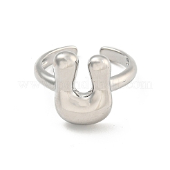 Anillos de puño abiertos con letras de latón para mujer&nbsp;RJEW-G313-01U-P