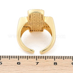 Открытые манжеты из латуни с микропаве и прозрачным цирконием для женщин&nbsp;LS-RJEW-R011-03G-01