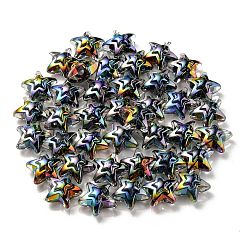 UVメッキレインボー虹色透明アクリルビーズ  ツートン  スター  ブラック  15.5~16x16.5x9.5mm  穴：2.6mm&nbsp;OACR-C007-06D