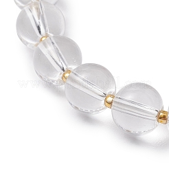 1 шт. хрустальные стеклянные круглые тянущиеся браслеты и 1 шт. круглые стеклянные с АБС-пластиком имитирующие жемчужные бусины тянущиеся браслеты для женщин&nbsp;BJEW-JB11733