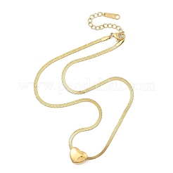 Ионное покрытие (ip) 304 нержавеющая сталь кулон в форме сердца плоская цепочка-змейка ожерелья для женщин NJEW-F328-08G