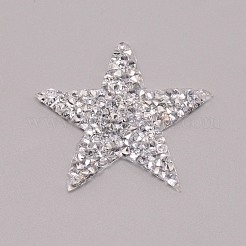 スターグリッターホットフィックスラインストーン  パッチにアイロン  ドレスシューズ衣服装飾  クリスタル  46x46x2.5mm&nbsp;DIY-WH0301-92A-02