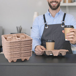 30 bandeja desechable para taza de café de pulpa biodegradable&nbsp;AJEW-BC0009-87B