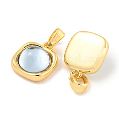 Квадратные подвески из латуни и смолы с защелками на дужках&nbsp;KK-P275-13G