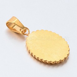 Heiliger Schmuck 304 Edelstahl flach oval mit Jungfrau Maria Anhänger&nbsp;STAS-L130-06
